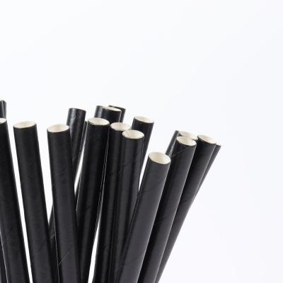 China Disposable Disposable JIANI Wholesale Eco-friendly Food Grade Disposable Black Paper Straws Thickened Biodegradable Drinking Paper Straws for sale