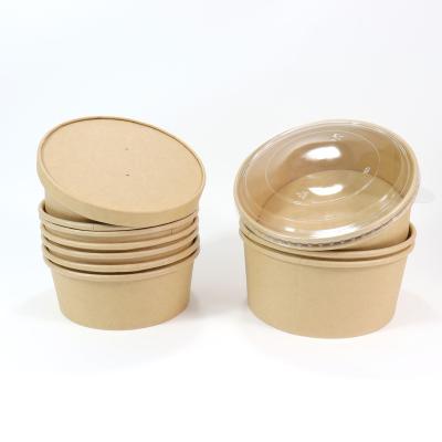 China Disposable Disposable JIANI Take Away Paper Container Salad Bowls 500ml 750ml 1000ml disposable salad bowls kraft paper bowl for food packing for sale