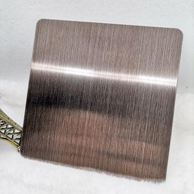 China Decorative Stainless Steel Decoration Colored Leaf Moire / Rough Brushed Finish Brown Color for sale