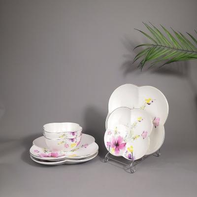 China Viable grace floral decals porcelain tableware dinner set ceramic dinnerware kitchenwarefor home hotel garden restaurant tableware for sale