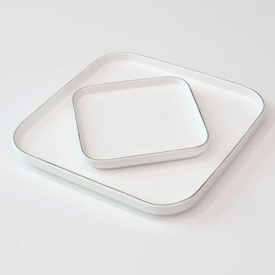 China Sustainable Porcelain Restaurant Dinner Dish Dish Set Round Charger Plate Square Color Glazed Dessert Dish for sale