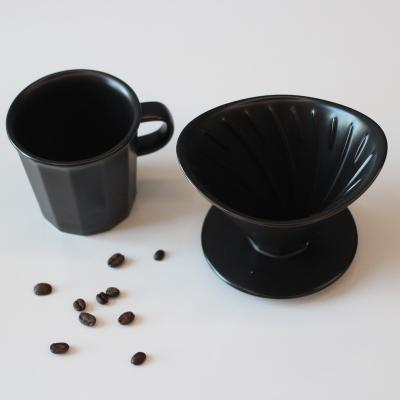 China Wholesale Modern Ceramic Coffee Dripper V60 Style Coffee Drip Filter Pour Over Dripper Manual Brew Maker With Cup For Home for sale