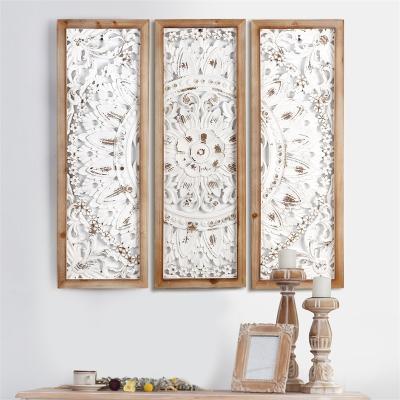 China XIAOAIKA MDF Decorative Frame Shabby Chic Wood Wall Hanging Panel Living Room MDF Wall Decor Wood Frame For Home White for sale