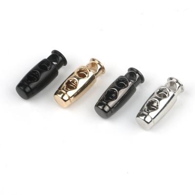 China Small Hole 6mm Custom Hot Selling Custom Double Hole Logo Clothes Metal Rope Lock Nickel Free for sale