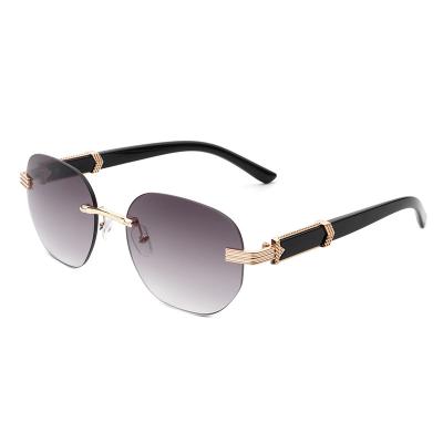 China Metal Sunglasses Fashion Metal Sunglasses Luxury Custom Rimless Classic Sunglasses Retro Sunglasses For Women for sale