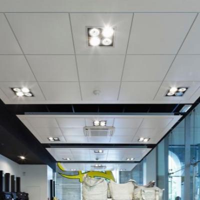 China Ceilings Artistic Aluminum Lay In Ceiling Tile With Perforation And Black T Groove Carrier For Office Ceiling Design for sale