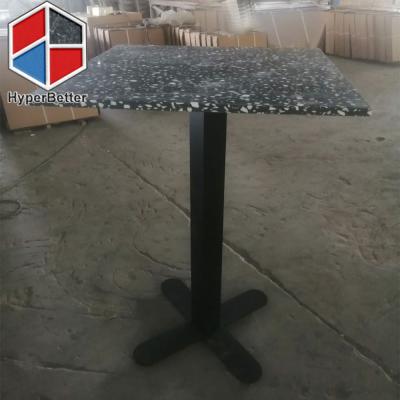 China (Other) adjustable black terrazzo coffee table with black metal table leg for sale