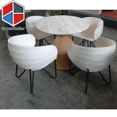 China Modern plastic rattan chair and coffee table with marble table top for sale