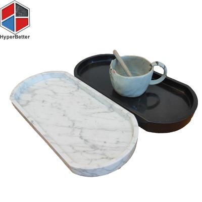 China For Coffee Factory Wholesale Oval Shape Natural White Marble Tray for sale