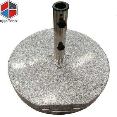 China Traditional Round 60KGS Granite Umbrella Base Stand Triangle Steel Plate 3 Hole for sale