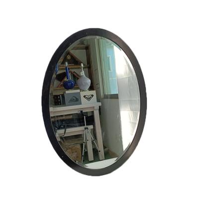 China Craftsman Decorative Bedroom Glass Home Ellipse Wood Framed Wall-hung Dressing Mirror for sale