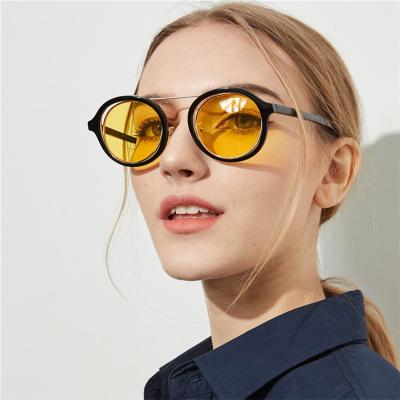 China Fashion Sunglasses 81379 Newest 2021 Retro Round Glass Glasses Unique Trendy Stylish Sun Glasses For Lady Unisex Gent for sale