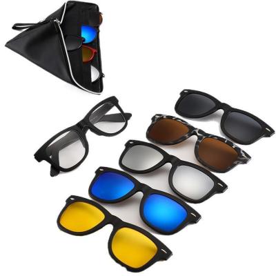 China Fashion sunglasses 2201B fashion design five-piece sets shade cycle sports set logo polarized sunglasses round unisex sports sunglasses for sale