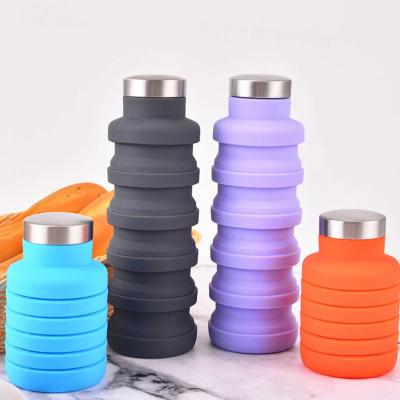 China Sustainable collapsible silicone sports water bottle bpa free portable for travel custom logo 500ml for sale