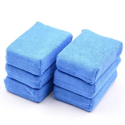 China BONNO Microfiber Cleaner of Applicators Sponges Blue Fabric Car Care Microfiber Wax Polish 12*8*4cm for sale