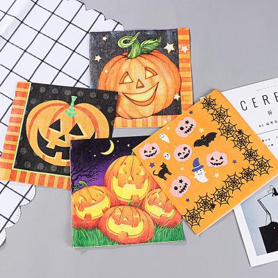 China Printed Paper Napkins Of 100% Virgin Wood Pulp Material And 1-3 Ply Layer Halloween Cocktail for sale