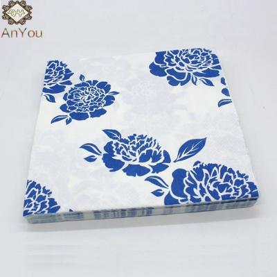 China Colorful Drink Printed Blue Paper Napkins And Napkins Type For Dinner Application for sale