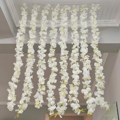 China Fabric+Plastic Simulated Ceiling Flowers Wisteria Artificial Flower Silk White Wedding Ceiling Decoration for sale