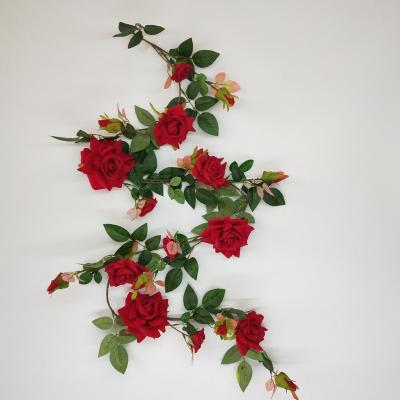 China Home& wedding Decoration Home&wedding Hand Made Artificial Flower Rose Rattan Hanging Rose Flower Vines for sale