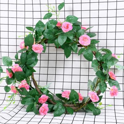 China Home& Wedding Decoration Home&Garden Hand Made Artificial Rose Vines Flower Hanging Rose Flower Wall Decoration for sale