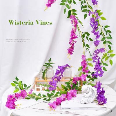 China Hanging Designs 180cm Artificial Silk Flower Wisteria Vines For Wall Ceiling Decoration for sale