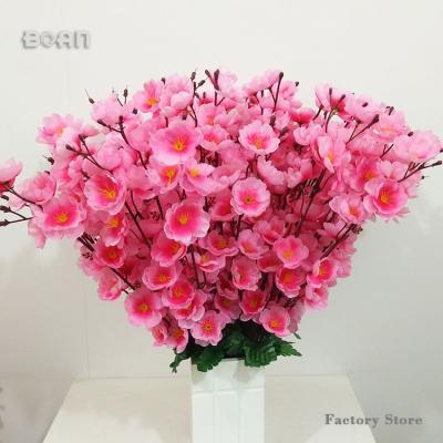 China 63 Pieces Flower Heads Small 7 Branch 58cm Short Promotional Peach Blossom Flower Heads for sale