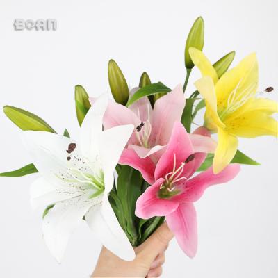 China Real Touch Low Price Bonded PVC Artificial Lilies With 1 Head For Gifts Or Decoration for sale