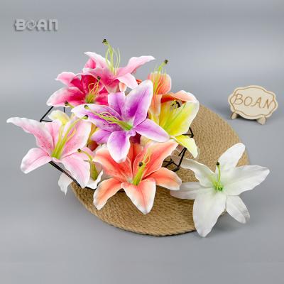 China Diy material artificial silk Lily Flower Head of flower head promotion festival wedding decorative party for sale