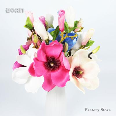 China 1 flower (diameter: 13cm factory direct high quality hand made artificial flower plastic flower magnolia with flower decoration for sale