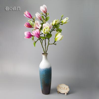 China Cheap Hot Sale 4 Heads High Quality Factory Direct PU Magnolia Artificial Flower Arrangement With Flower Decoration for sale