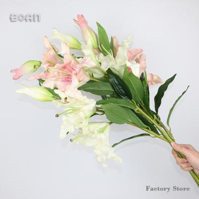 China 3 Heads Wedding Flower Factory Direct Supply Artificial Latex Flowers Lilies for sale