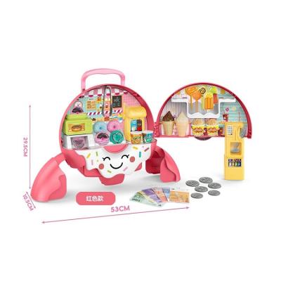 China Storage function easy to carry children to play house donuts backpack toys afternoon tea dessert ice cream set boys and girls for sale