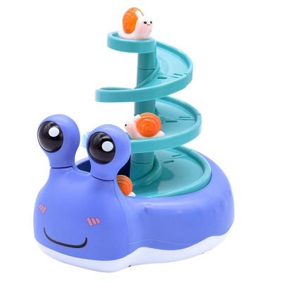 China Cute Snail Promotion Cartoon Slide Snail Rubbing Smile Snails Play Plastic Track Slot Baby Game Toys With 2 Colors for sale