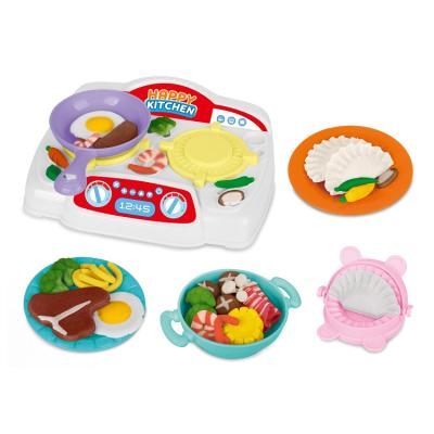 China Rich DIY Accessories Stove Pan Pretend 3D Clay 6 Colors Play Dough Cutlery Tools Kids Play Dough For Kids for sale