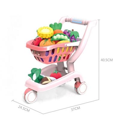 China 6 Pcs Color Clay Vegetables Fruits Colored Clay Toy Shopping Cart Handle Touch Light Music Electric Playdough Set For Kids for sale