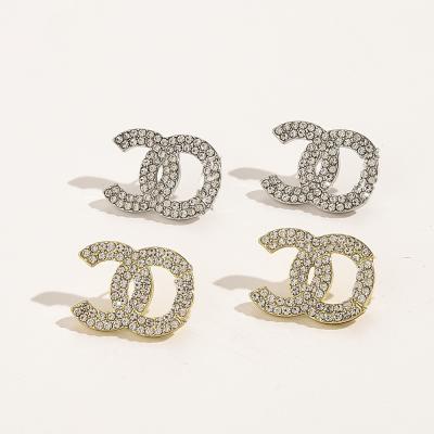 China Famous Designer Letter cc Crystal Rhinestone Stainless Steel Fashion Brand Earrings CLASSIQUE for sale