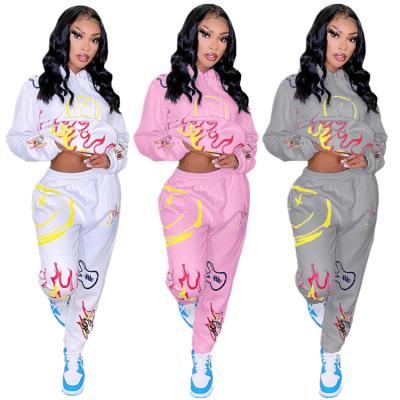 China QUICK DRY Drop Shipping Autumn And Winter Fashion Casual Pants Long Sleeve Letter Printing Women's Two Piece Suit for sale