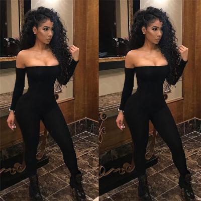 China QUICK DRY Drop Shipping Women's One Piece Wrapped Jumpsuit Women Black One Piece Jumpsuit Playsuit for sale