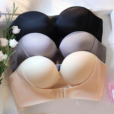 China Dropshipping Antibacterial High Quality Backless Strapless Plus Size Push Up Half Cup Seamless Cotton Padded Women's Bra 32 Size Backless Bra for sale