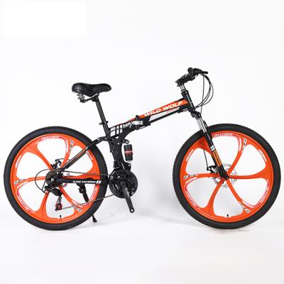 Cina Custom steel mens bike carbon steel frame disc brake shock absorption 26 29 inch double folding mountain bike mountainbike for sale in vendita