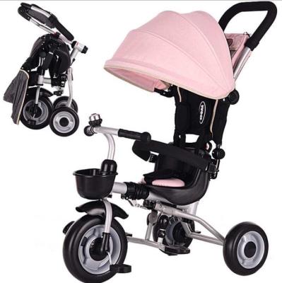 China eco-friendly material selling best 4 in 1 baby TRICYCLE/baby tricycle with cart/foldable kids tricycle en venta