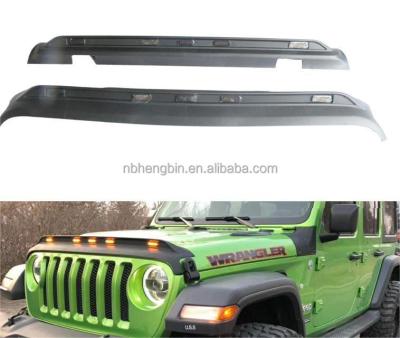 China JEEP Wrangler JL JK Hood Guard With LED Light Protector Single Front Bonnet Bug Shield Hood Deflector for sale