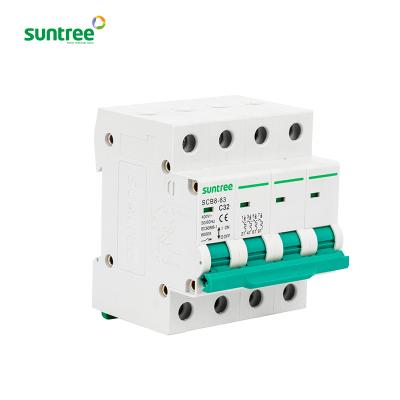 China Suntree new mcb SCB8 price ac 4 pole circuit breaker mcb 63a SCB8-63 for sale