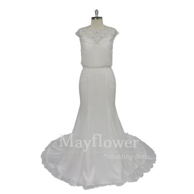 China Corset Wedding Dress Mermaid Anti-Static Beading Embroidery Chiffon Two Piece Wedding Dress for sale