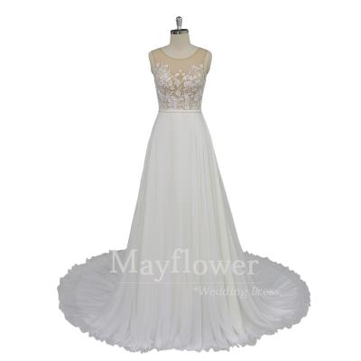 China 2021 Chantilly anti-static chic lace dress boho chiffon bridal wedding dress for sale