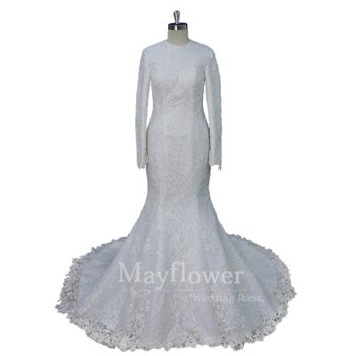 China Custom Made Anti-Static Mermaid Wedding Lace Muslim Wedding Dress From China for sale