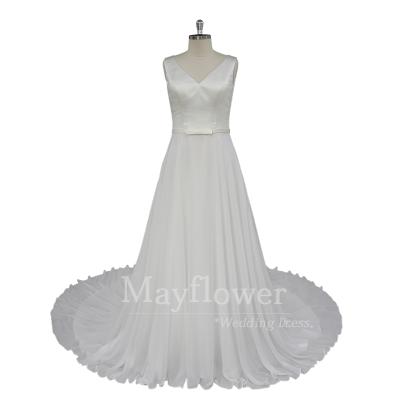 China Simple Anti-Static Bridal Gown Sleeveless Chiffon Wedding Dress Wedding Dress for sale