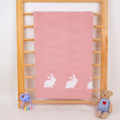 China Super Cute Rabbit Soft Yarn Knitted Baby Non-Toxic Customized Thick Winter Blanket For Girl Newborn Boy for sale