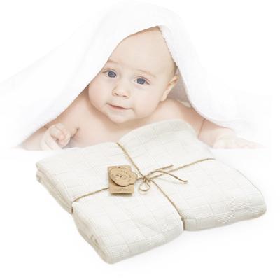 China Plain Non-Toxic Soft Breathable White Waffle Baby Sleep Wrap Organic Knitted Blanket For Toddler Infant Bedding for sale