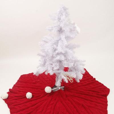 China New high quality festival celebration polygon handmade sublimation knit Christmas tree skirt with fluffy pom pom for sale